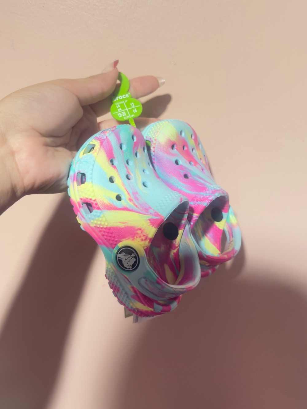 CROCS Tie-Dye Classic Clog in Pink, Yellow & Blue